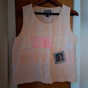 Vintage Airmail Tank Top with Stamp Patch